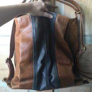 Leather Diaper bag can be worn as backpack!